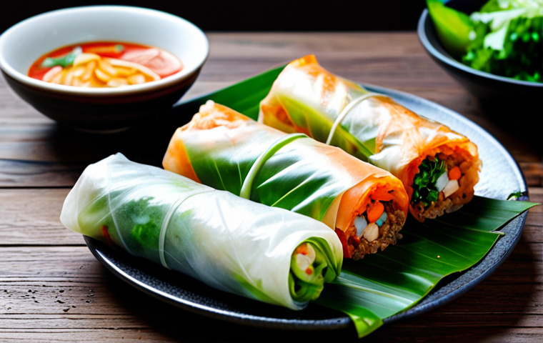Image Prompt 1: Fresh Vietnamese Spring Rolls (Gỏi Cuốn Tôm Thịt)**